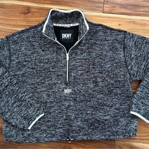 DKNY Gray & Black Marled Half-Zip Pullover